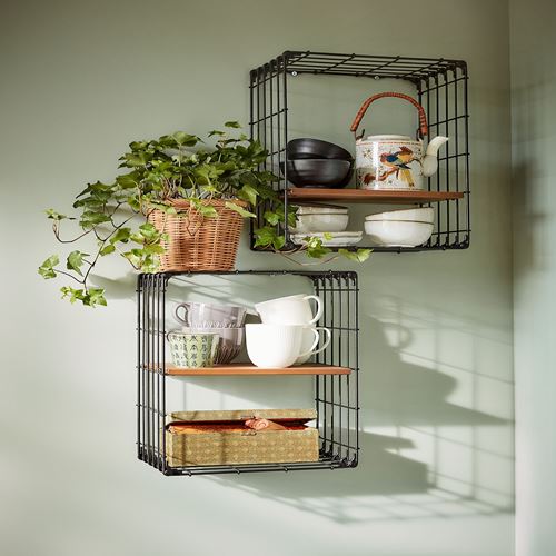 IKEA - GULLHULT, wall shelf, black-pine, 30x40 cm