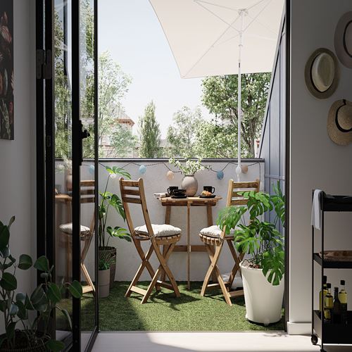 IKEA - ASKHOLMEN, duvar masası ve sandalye seti, açık kahverengi