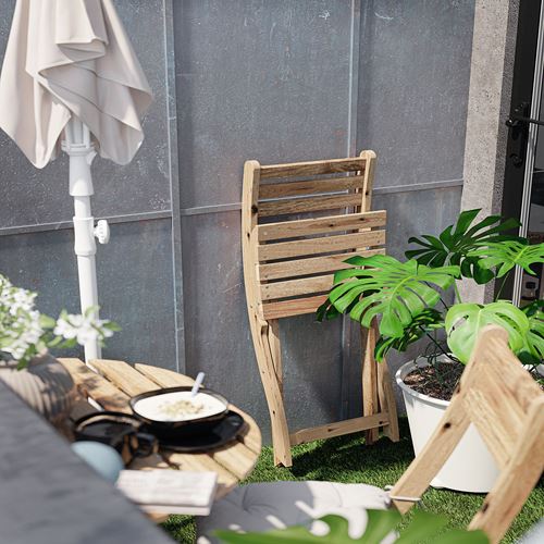 IKEA - ASKHOLMEN, duvar masası ve sandalye seti, açık kahverengi