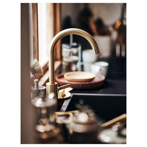 IKEA - DELSJÖN, sink tap, brass colour