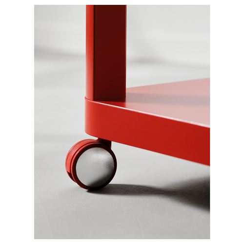 IKEA - TINGBY, side table on castors, red, 50x50 cm