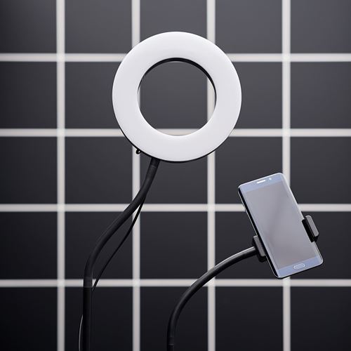 IKEA - LANESPELARE, LED light with phone holder, black-white, 60x20 cm