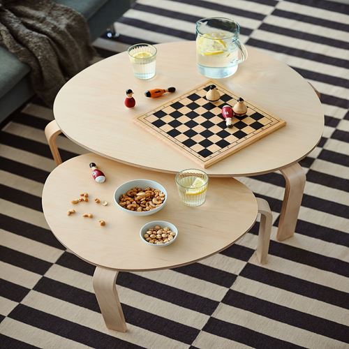 IKEA - SVALSTA, coffee table set, birch veneer