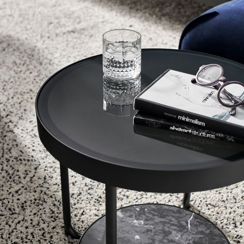 IKEA - FRÖTORP, side table, black/marble effect, 48 cm