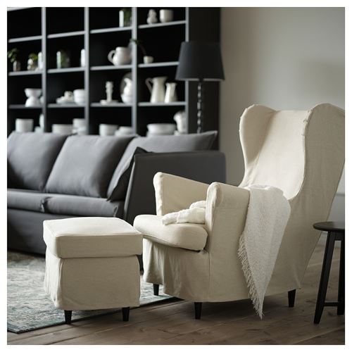 IKEA - STRANDMON, armchair cover, risane natural