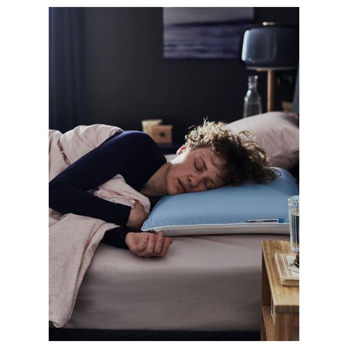 IKEA - KVARNVEN, ergonomic pillow, blue-white, 42x54 cm