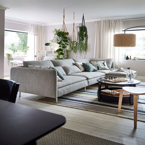 IKEA - SÖDERHAMN, 3-seat sofa and chaise longue, viarp beige-brown