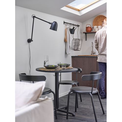 IKEA - STENSELE, yuvarlak mutfak masası, antrasit, 2 kişilik