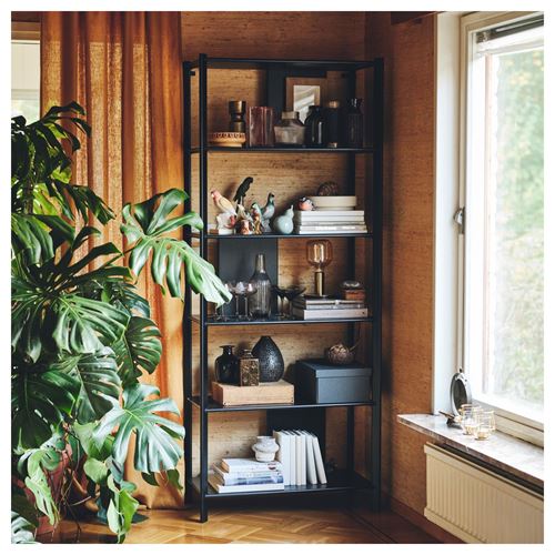 IKEA - JATTESTA, Open Shelving Unit, black, 80x195 cm