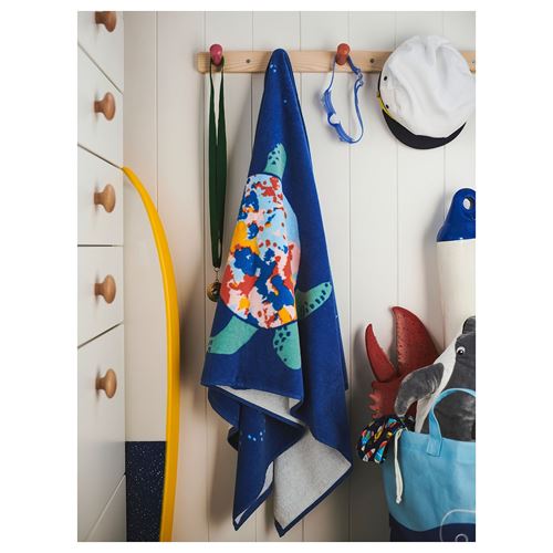 IKEA - BLAVINGAD, çocuk banyo havlusu, koyu mavi, 70x140 cm
