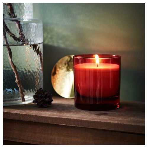 IKEA - VINTERFINT, scented candle in glass, red, 40 hr