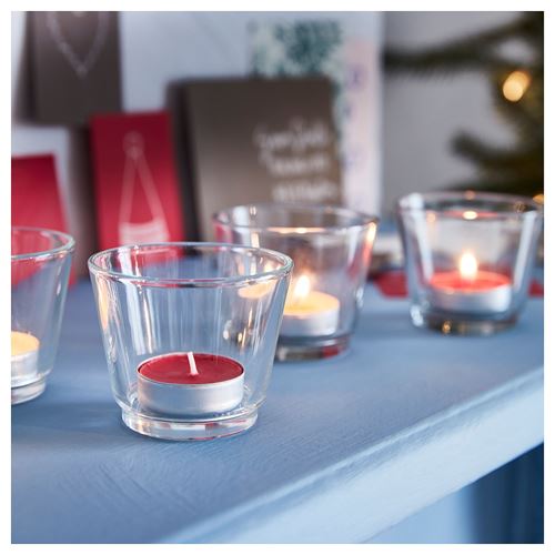 IKEA - VINTERFINT, kokulu tealight mum, kırmızı, 3.5 saat