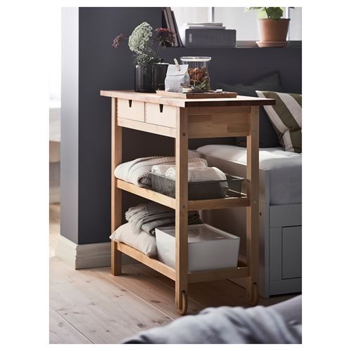 IKEA - FÖRHÖJA, servis arabası, huş, 100x43 cm