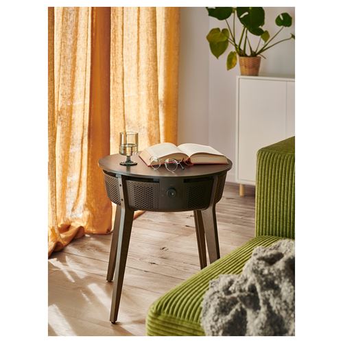 IKEA - STARKVIND, table with air purifier, oak veneer-dark brown, 54x55 cm