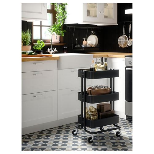 IKEA - RASKOG, servis arabası, siyah, 35x45x77 cm