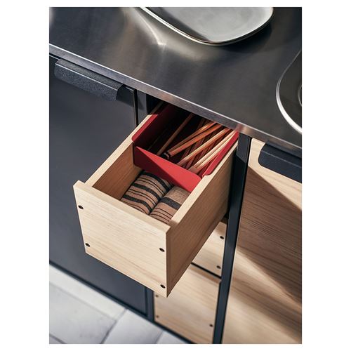 IKEA - ASPINGE/FYNDIG, mini kitchen, black ash-black, 120x60x202 cm