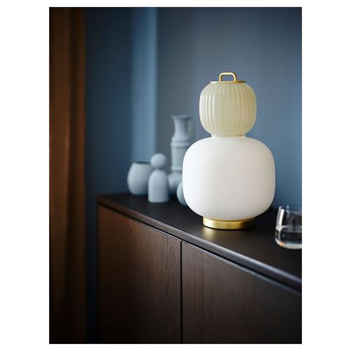 IKEA - PILBLIXT, lampshade, white-light green-gold