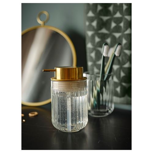 IKEA - SILVTJARN, soap dispenser, glass-gold color, 350 ml