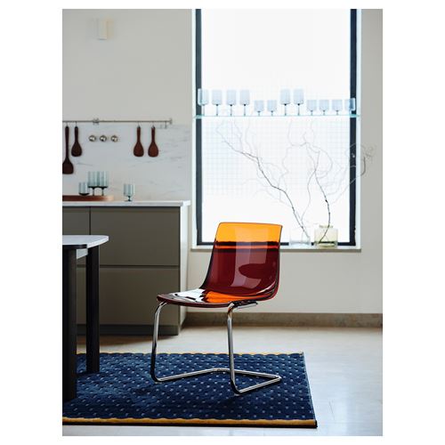 IKEA - TOBIAS, plastic chair, red/chrome-plated