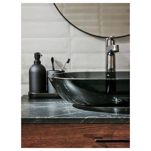 IKEA - OXMYREN, sifonlu lavabo, koyu gri, 56x35 cm