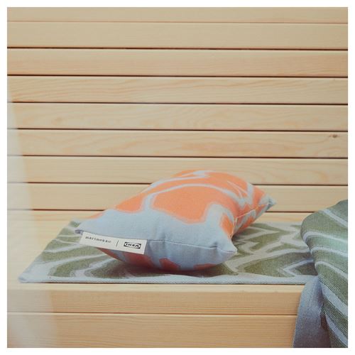 IKEA - BASTUA, lace pillow, orange-blue, 45x20 cm