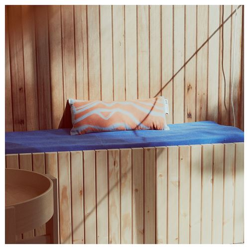 IKEA - BASTUA, lace pillow, orange-blue, 45x20 cm