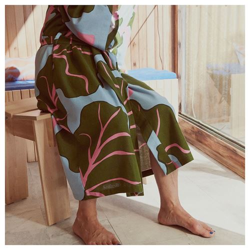 IKEA - BASTUA, kimono, leaf pattern blue-green, S/M