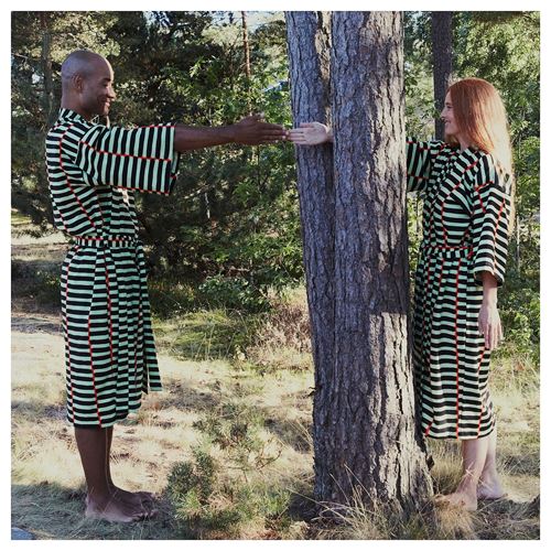 IKEA - BASTUA, kimono, yeşil-çizgili, S/M