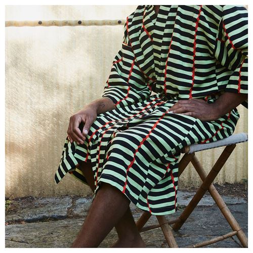 IKEA - BASTUA, kimono, yeşil-çizgili, S/M
