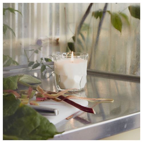 IKEA - BASTUA, scented candle in glass, white
