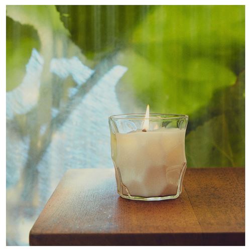 IKEA - BASTUA, scented candle in glass, white