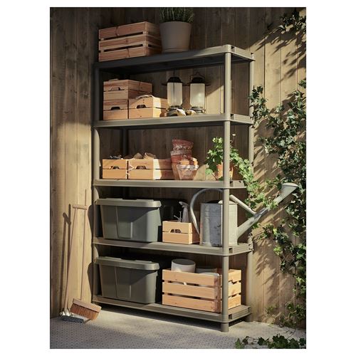 IKEA - RUNMARÖ, outdoor shelving unit, dark grey, 120x40x188 cm