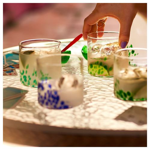 IKEA - ÖMSESIDIG, bardak seti, cam-çok renkli desenli, 30 cl