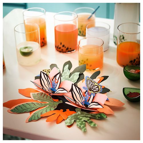 IKEA - ÖMSESIDIG, bardak seti, cam-çok renkli desenli, 30 cl