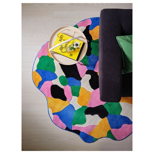 IKEA - IDROTTSHALL, yuvarlak halı, çok renkli, 150x150 cm