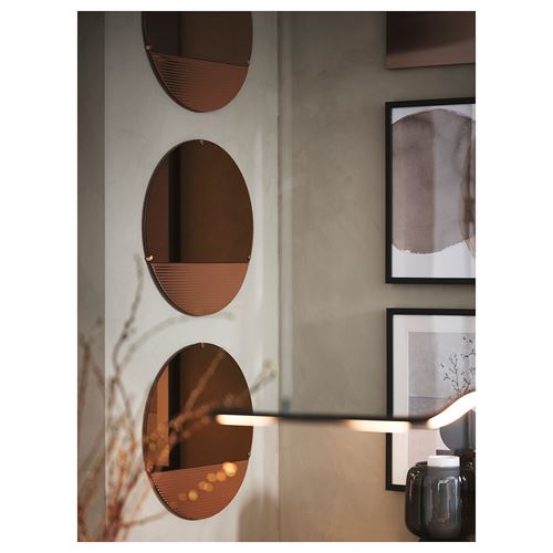 IKEA - SKOGSGRANSEN, round mirror, copper-coloured, 50 cm