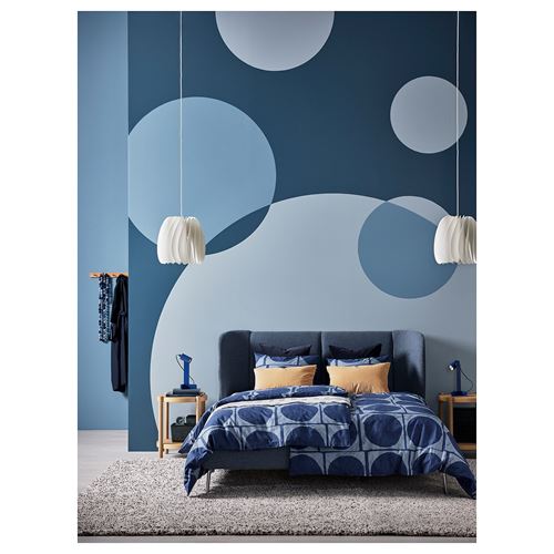 IKEA - JORDRANUNKEL, single duvet cover sets, dark blue, 150x200/50x60 cm