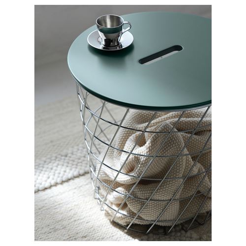 IKEA - KVISTBRO, storage table, silver-colour-dark grey-green, 44 cm