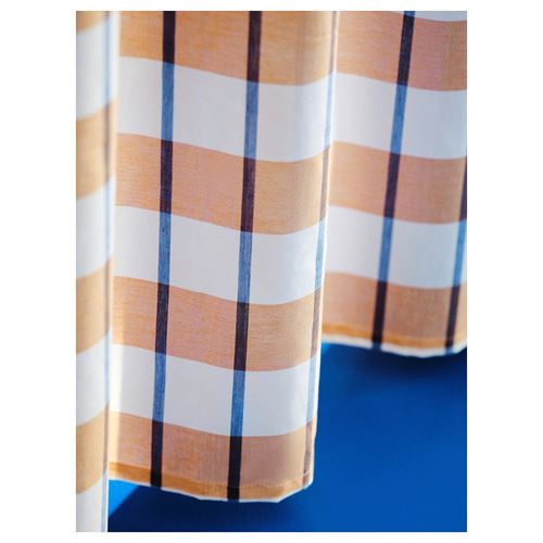 IKEA - GLANSHAGTORN, sheer curtains, orange white-blue, 300x300 cm