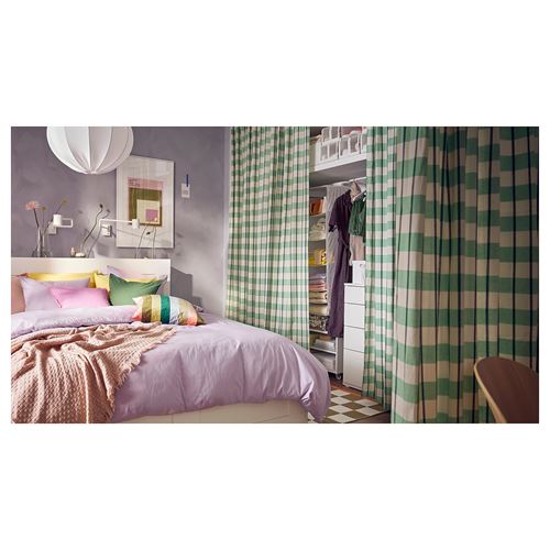 IKEA - GLANSHAGTORN, sheer curtains, green white-black, 300x300 cm