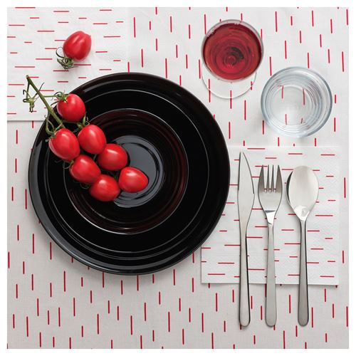 IKEA - SNÖKRABBA, tablecloth, bright red patterned-white, 145x240 cm