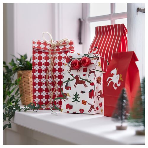 IKEA - VINTERFINT, gift wrap, red/white, 15x30 cm