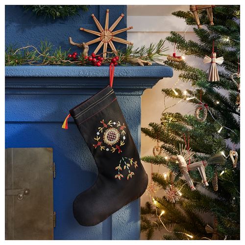 IKEA - VINTERFINT, christmas stocking, black, 40 cm