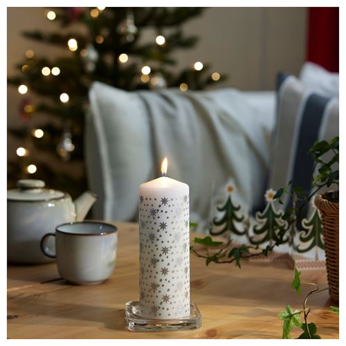 IKEA - VINTERFINT, block candle, silver-colour, 70 hr