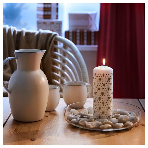 IKEA - VINTERFINT, block candle, white/gold-colour, 70 hr