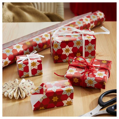 IKEA - VINTERFINT, gift wrap roll, flower patterned, 3x0.7 m