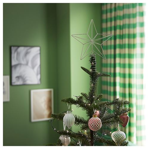 IKEA - VINTERFINT, tree ornament, silver-colour, 25 cm