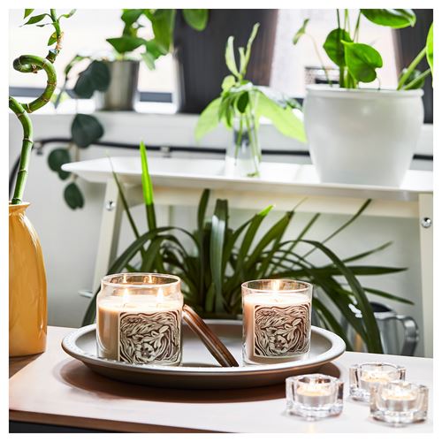 IKEA - GLANSLIND, scented candle in glass, light beige, 45 hr