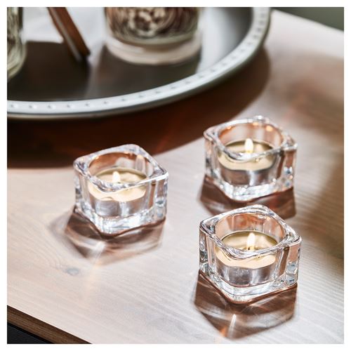 IKEA - GLANSLIND, kokulu tealight mum, bej, 3.5 saat
