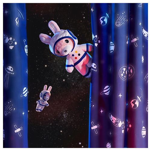 IKEA - AFTONSPARV, children's curtain, blue-white, 120x300 cm